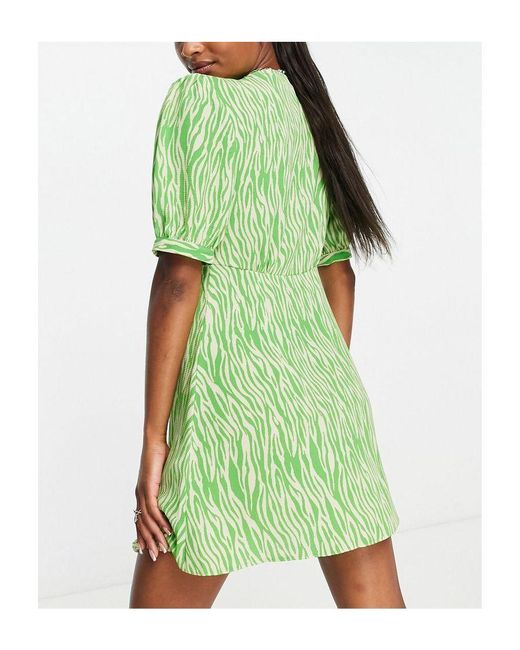 ASOS Green Design Tie Front Button Through Mini Dress