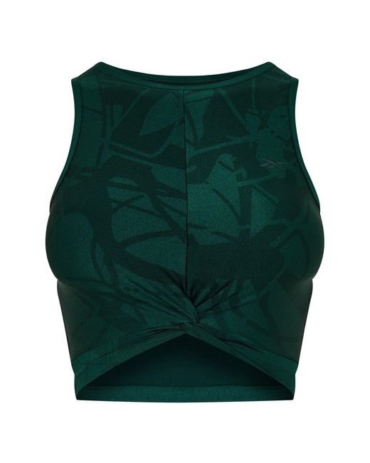 Reebok Green Cropped Slim Fit Yoga Tank