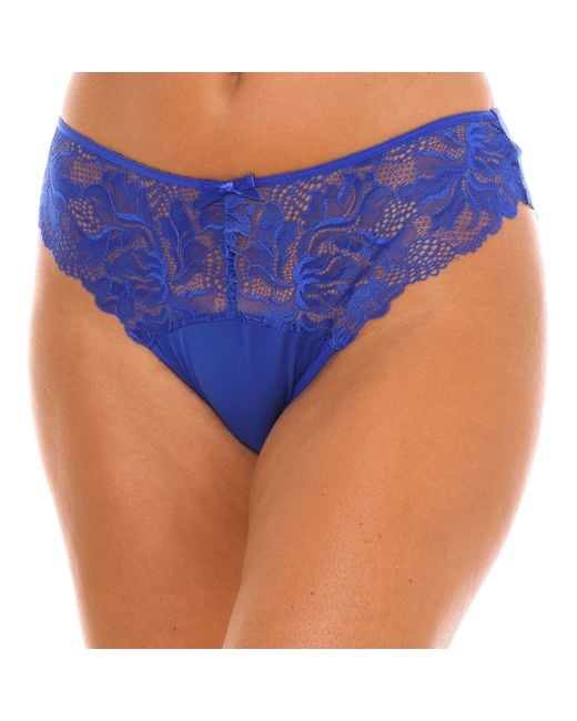 Dim Blue Breathable Tulle Panties With Lining