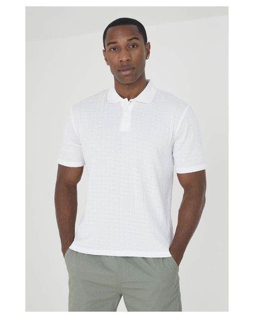 Brave Soul White 'Karo' Short Sleeve Polo Shirt for men