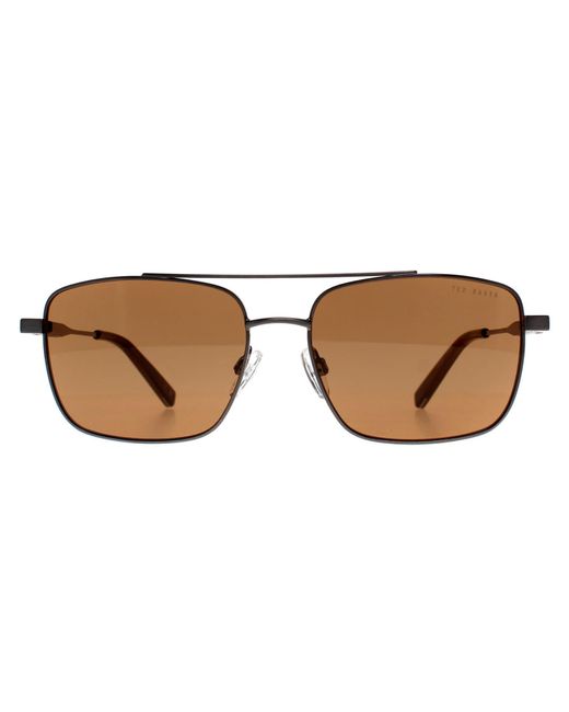 Ted Baker Brown Rectangle Shiny Light Gunmetal Tb1720 Elijah for men
