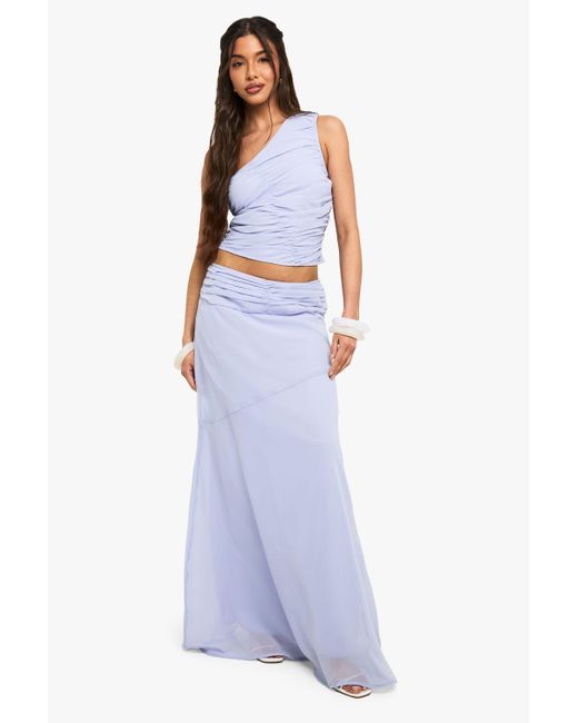 Boohoo Purple Chiffon Puddle Hem Maxi Skirt