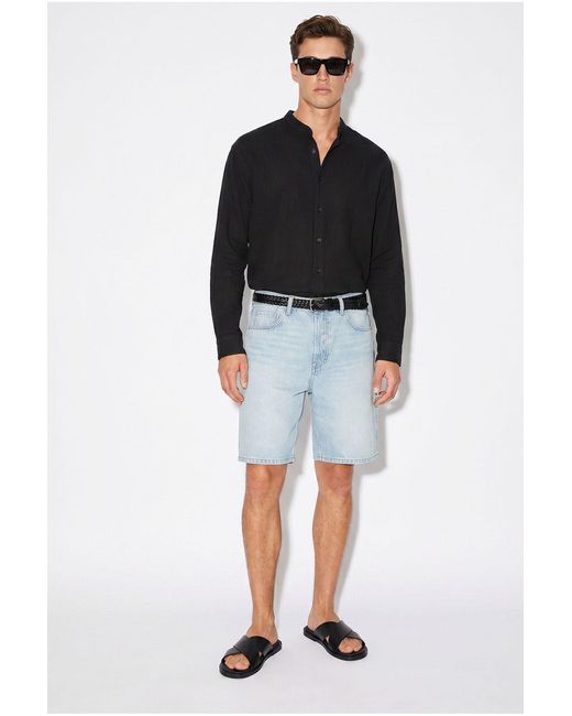Bianco Lucci Black Oversized Mandarin Collar Shirt