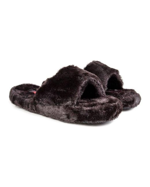 Ralph Lauren Brown Polo Faux Fur Slide Slippers
