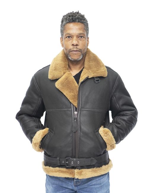 Infinity Leather Blue Raf Sheepskin Aviator Jacket-Colchester for men