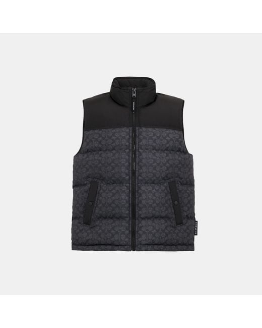 COACH Black Recycled Polyester Down Vest for men