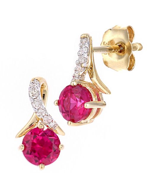 DIAMANT L'ÉTERNEL Pink 9Ct 0.78Ct Created Ruby And 0.05Ct Diamond Earrings