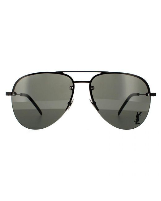 Saint Laurent Gray Aviator Sunglasses Metal