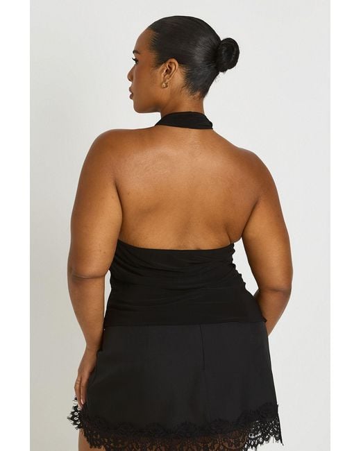 Boohoo Black Plus Twist Cowl Neck Top