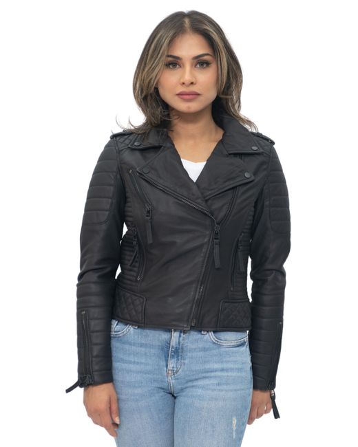 Infinity Leather Black Quilted Vintage Brando Biker Jacket-Lusaka