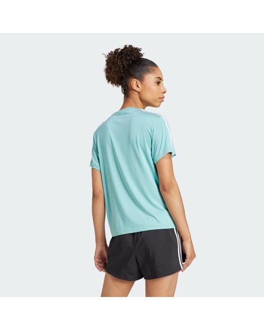 Adidas Originals Blue Aeroready Train Essentials 3-Stripes Tee