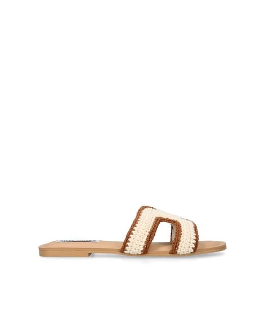 Steve Madden Brown Zarnia Cream Sandals Fabric