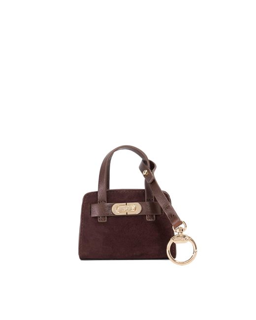 Dune Brown Define Xs Mini Suede Bag Charm