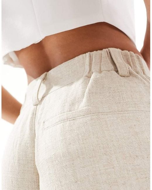 ASOS Natural Design Wide Leg Dad Trouser With Linen