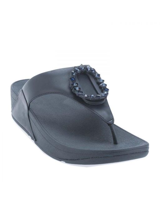 Fitflop Dames Fit Flop Lulu Crystal-circlet Toe-post Sandalen In Navy in het Blue