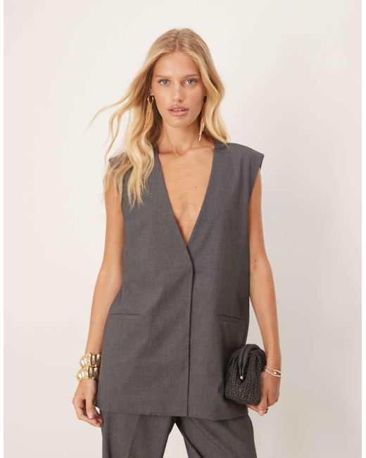 Aware Gray Oversized Tailored Waistcoat Co-Ord