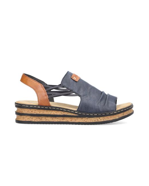 Rieker Blue 62962-14 Ankle Strap Sandals Textile