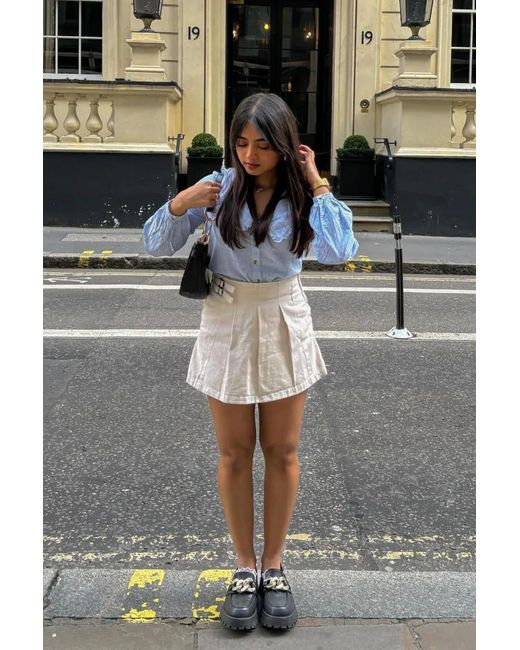 Hiccup Gray High Waist Double Belt Mini Skort