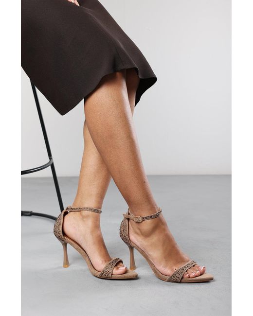 Where's That From Black Wheres 'Indira' Suede Sparkling Heeled Sandals With Buckled Ankle Strap