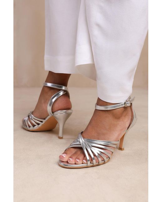 Where's That From Pink Wheres 'Cyprus' Wide Fit Multi Cross Over Strap Mid Heels