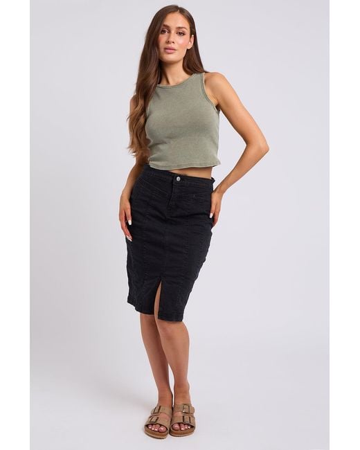 Urban Bliss Black Aqua Yoke Seamed Skirt