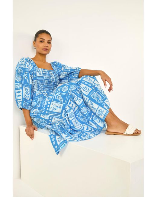 Roman Blue Seashell Tile Midi