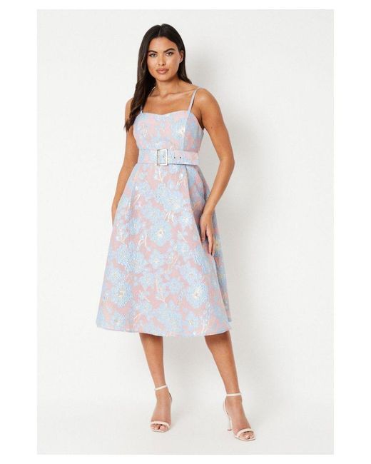 Coast White Strapless Jacquard Midi Dress