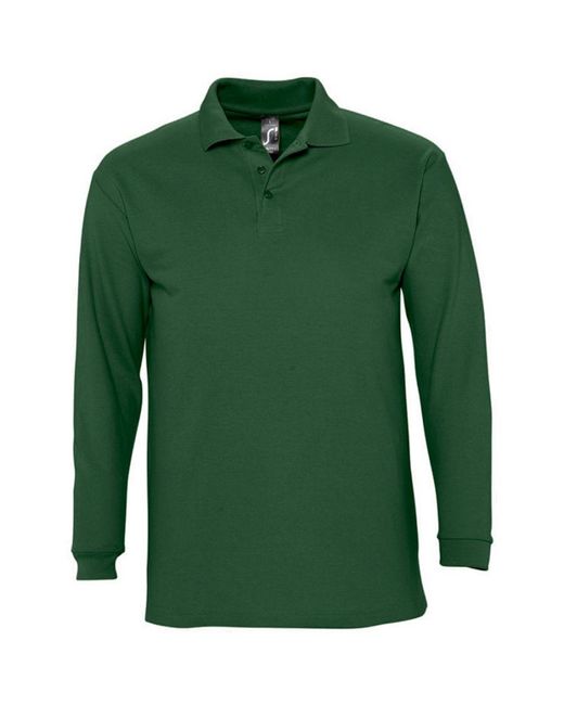 Sol's Green Winter Ii Long Sleeve Pique Cotton Polo Shirt (Golf) for men