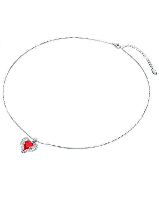 Rafaela Donata Red Embellished With Swarovski Crystals Necklace Sterling