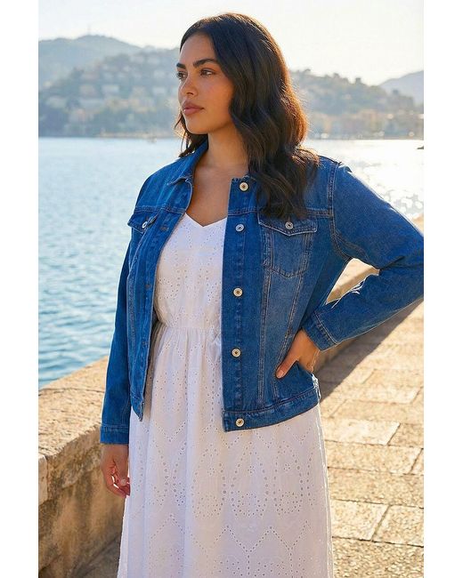 Roman Blue Curve Cotton Denim Jacket