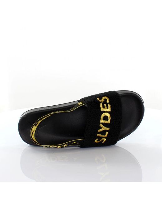 Slydes Black Coin Slip On Back Strap Flip Flop Sliders Sandals Ss20 Textile
