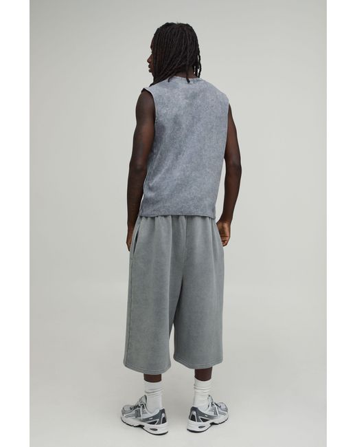BoohooMAN Gray Boxy Seam Detail Washed Premium Interlock Tank for men