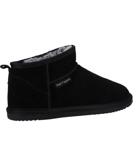 Hush Puppies Ashanti Suède Dames Zwarte Sloffen in het Black
