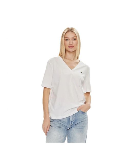 Lacoste Vrouwen T-shirt Krokodil in het White