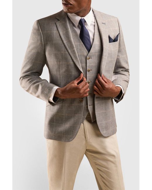 Scott Natural Sleeveless V-Neck Plain Tailored Suit Waistcoat for men