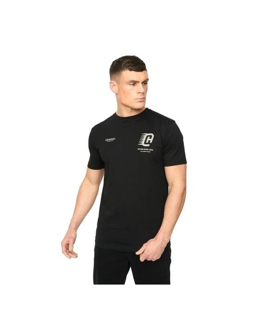 Crosshatch Black Morville Cotton T-Shirt for men