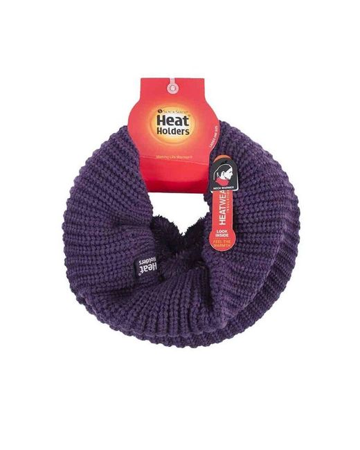 Heat Holders Blue Ladies Thick Winter Warm Fleece Lined Chunky Knit Thermal Neck Warmer
