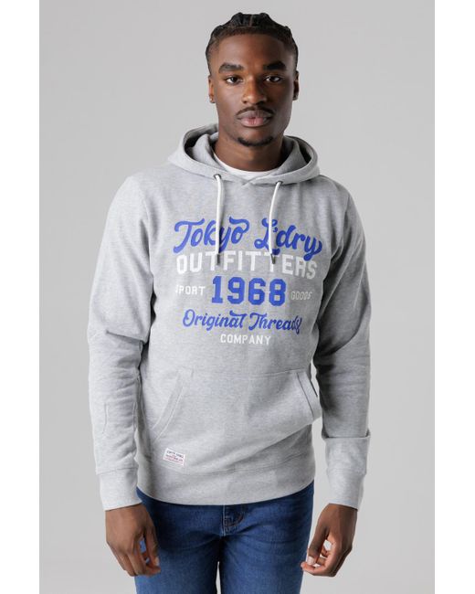 Tokyo Laundry Gray Cotton Blend Drawcord Hoody for men