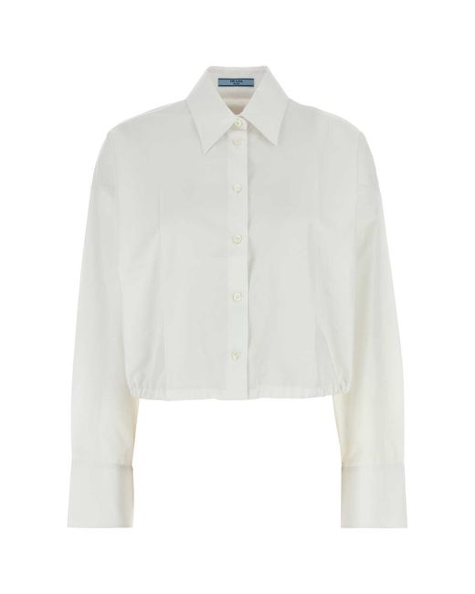 Prada Witte Poplin Overhemd in het White