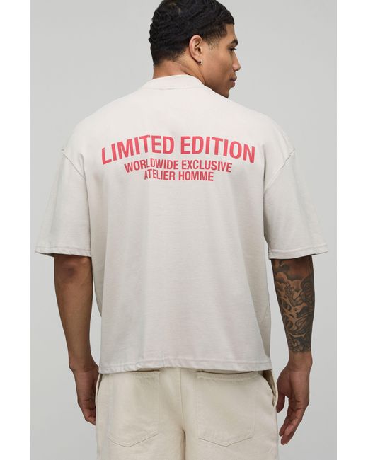 BoohooMAN Natural Oversized Boxy Limited Edition T-Shirt for men