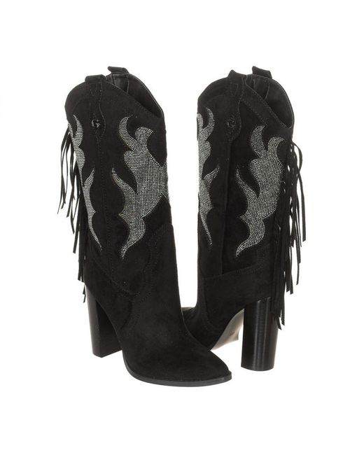 Guess Black Pointed Toe Heeled Boots Finished