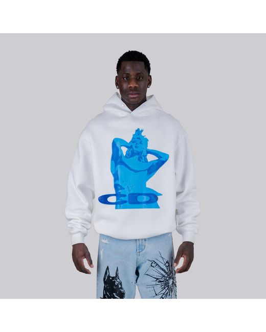 Criminal Damage Blue Hoodie With Logo And Graphic Print for men