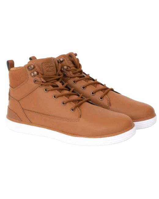Crosshatch Brown Staiger Leather Trainers for men