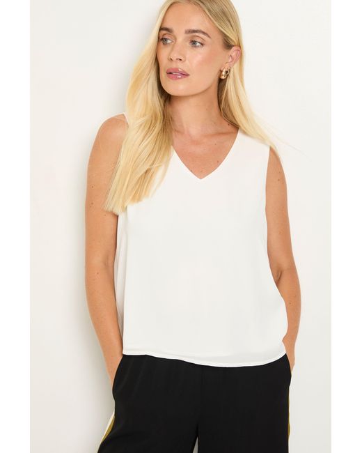 Wallis Black Petite Plain V Neck Cami Top