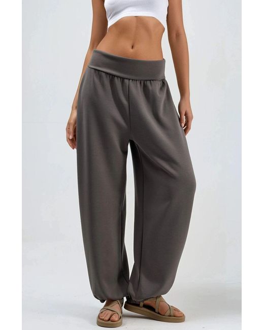 Busem Gray Mid-Waist Straight Pull-On Trousers