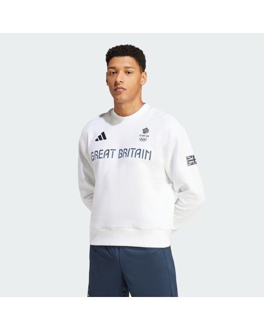 Adidas Originals White Team Gb Sweatshirt for men
