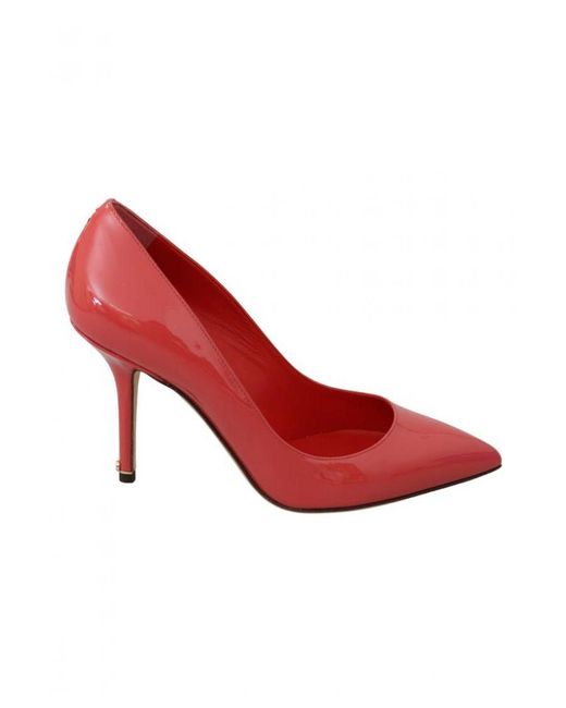 Dolce & Gabbana Red Dark Patent Leather Heels Pumps