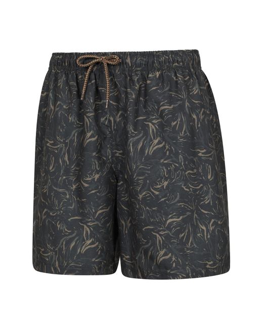 Mountain Warehouse Gray 'Aruba' Printed Swim Shorts Drawstring Quick Drying Swimming Trunks for men