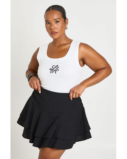 Boohoo White Plus Layered Ruffle Skort