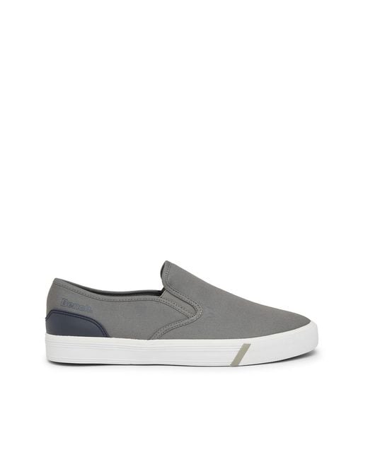 Bench Gray Solid Patterned Slip-On Sneakers for men